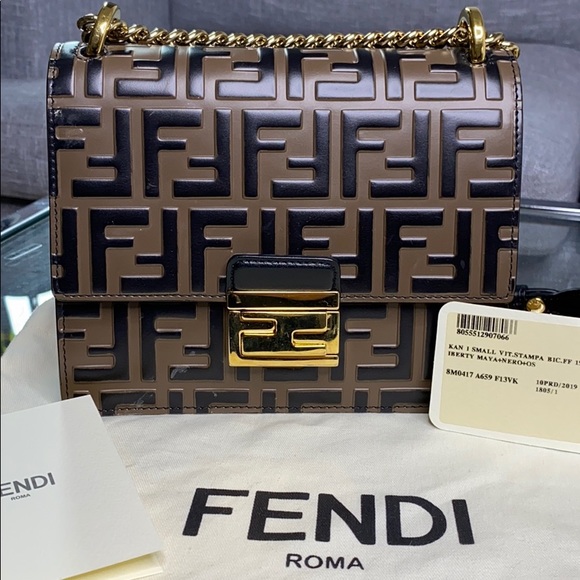 Fendi Handbags - Fendi Kan U Monogram FF Leather Crossbody Bag